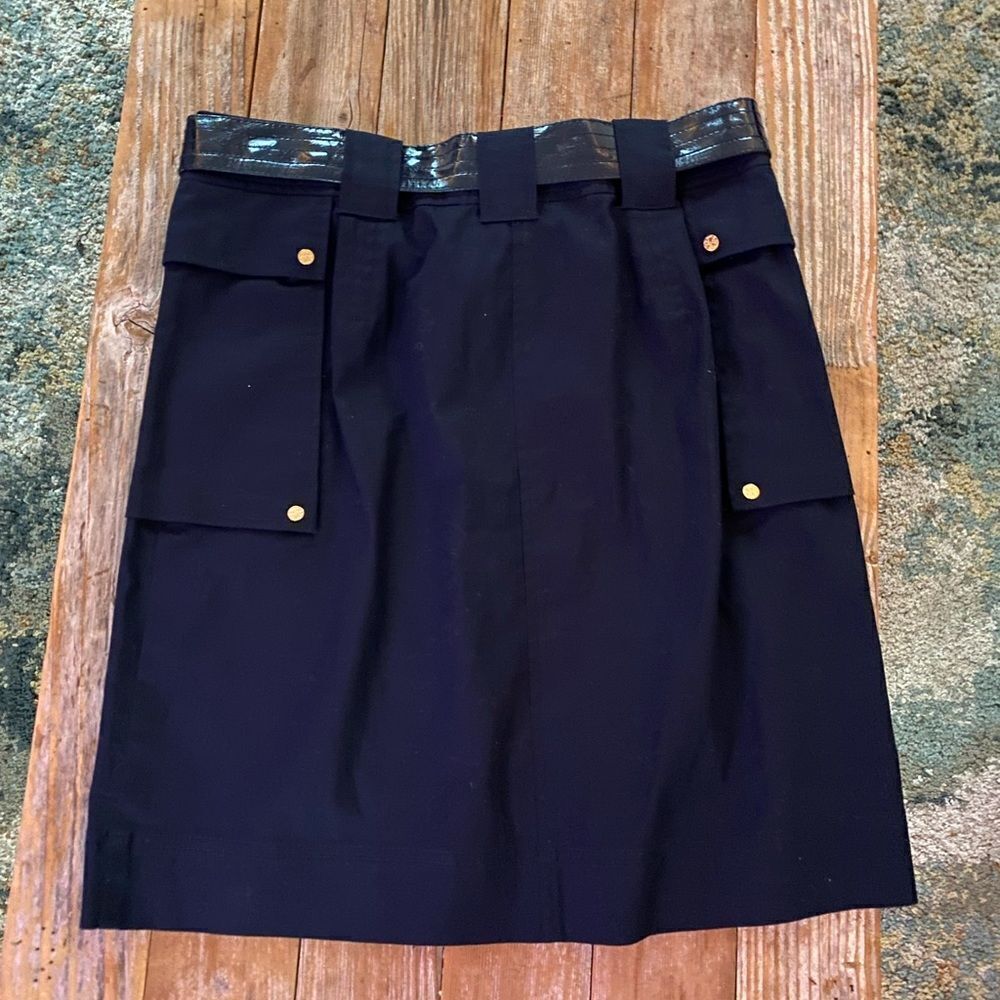Tory Burch navy blue pencil belted skirt - Picture 2 of 5